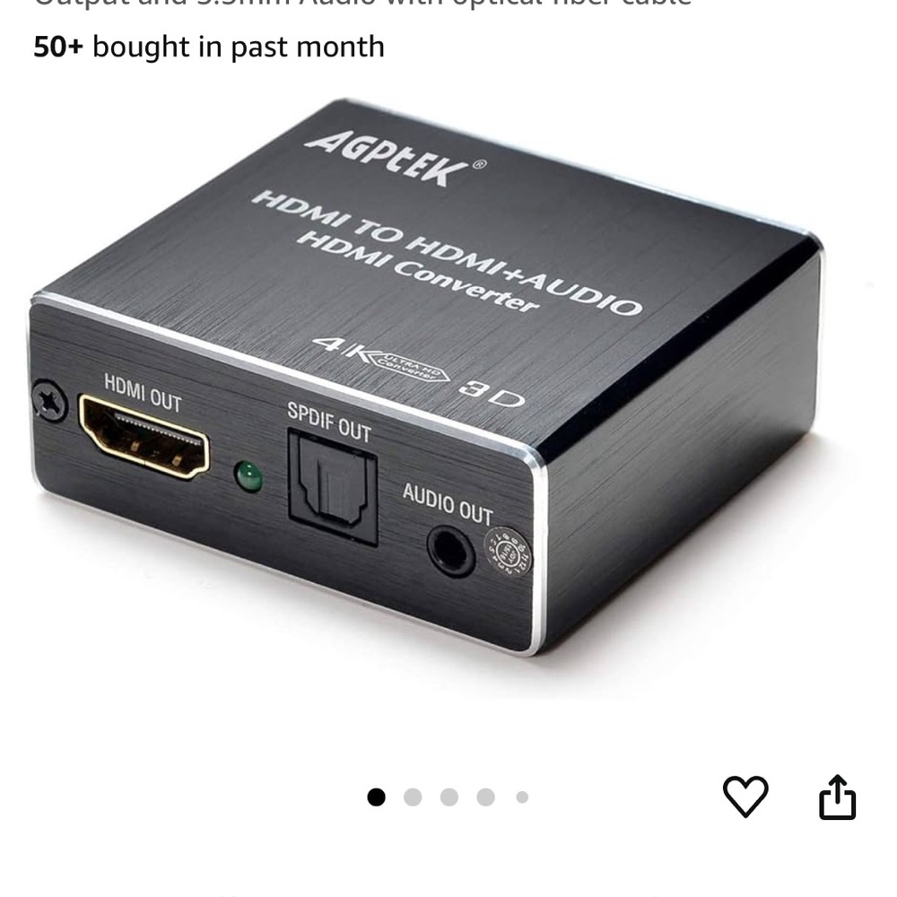 HDMI to hdmi audio converter. Used to connect older receiver to newer tv